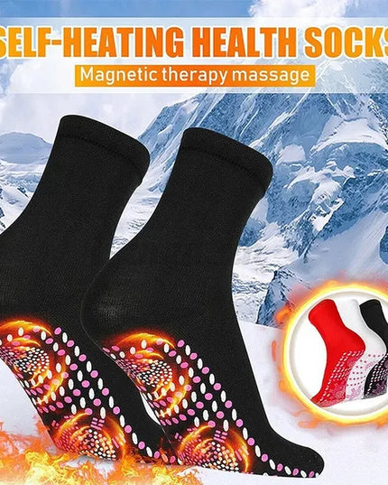 2Pcs Unisex Winter Warm Self-Heating Health Socks Pain Relief Outdoor Anti-Cold Therapy Magnetic Thermal Stockings for Men/Women