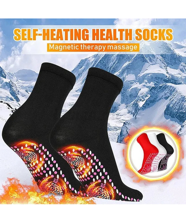 2Pcs Unisex Winter Warm Self-Heating Health Socks Pain Relief Outdoor Anti-Cold Therapy Magnetic Thermal Stockings for Men/Women