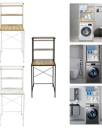 Washer and Dryer Storage Shelf, 3-Tier Bathroom Organizer Rack Space-Saving, Standing Storage Rack
