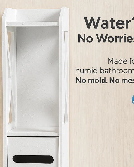 Bathroom toilet furniture cabinet, white wooden cabinet shelf, paper towel storage rack, bathroom storage rack