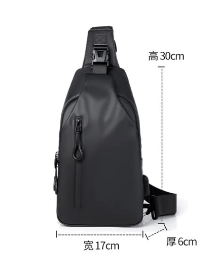 Multifunctional chest bag, men's cross bag with USB charging port and adjustable shoulder strap, suitable for daily commuting
