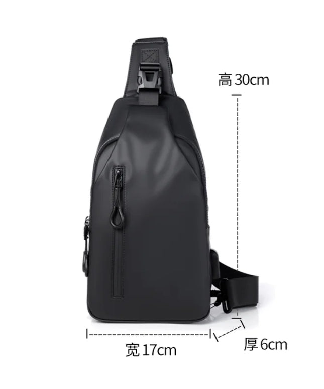 Multifunctional chest bag, men's cross bag with USB charging port and adjustable shoulder strap, suitable for daily commuting