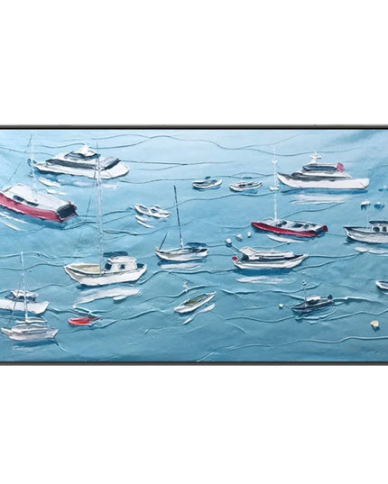 Beach Art Australia Large Boats Ocean Art Coastal Art Beach Oil Painting Hand Painted Ocean Thick Texture Modern Home Wall Art