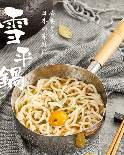 Stainless Steel Saucepan with Lid Solid wood handle with hook Multipurpose Sauce Pan with Pour Spouts, Sauce Pot, Cooking Pot