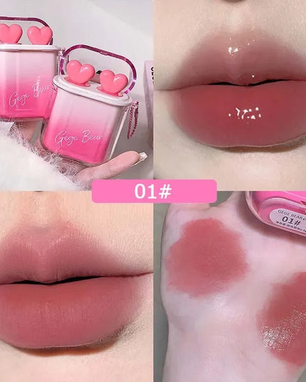 Rose Pink Liquid Lipstick Mirror Water Lip Gloss Matte Velvet Lip Glaze Combination Long Lasting Lip Tint Cosmetic Kits Lipgloss