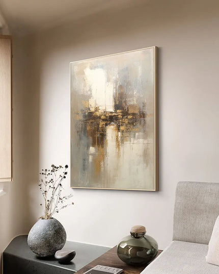 Abstract Gold Beige Handmade Oil Paintings Oil Painting Art Abstract Wall Decor Modern Art Gray Abstract Art Gold Foil Pictures