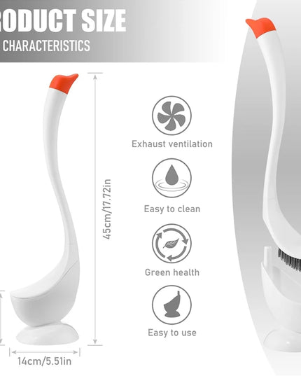 Swan Shaped Toilet Brush Set with Base and Long Handle Bathroom Accessories Easy to Clean Toilet