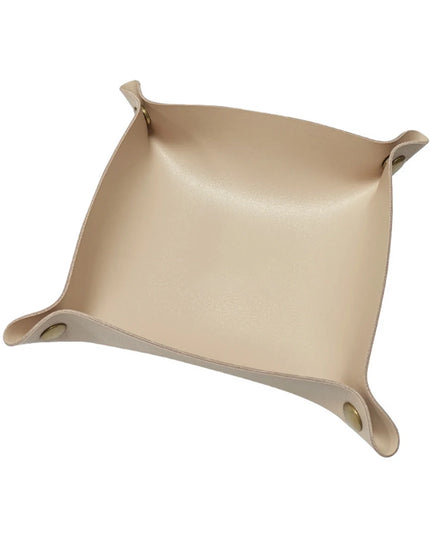 Leather Tray Foldable Table Catchall Storage Box Jewelry Key Coin Desk Top Organizer Entryway Nightstand Home Office Decoration
