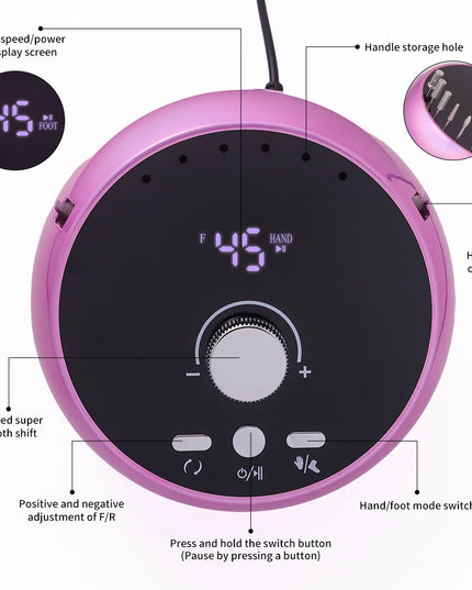Professional Manicure Drill Machine 45000RPM Electric Nail Drill Machine White Pink Purple Nail Sander Gel Cuticle Remove