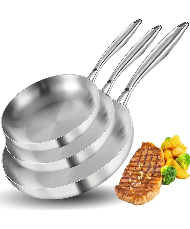 304 Stainless Steel Frying Pan NonStick Pan Fried Steak Pot Uncoated Kitchen Cookware For Gas Stove and Induction Cooker