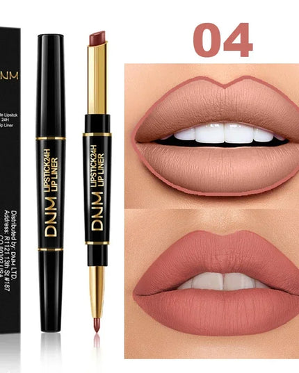 DNM Double-ended Matte Lipstick Pencil Non-stick Cup Long Lasting Lipstick Lip Liner Waterproof 2 In 1 Lip Stain Pencil Makeup