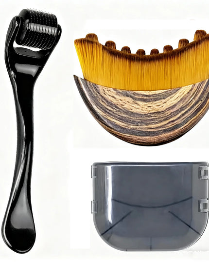 2Pcs Set Multi-function Lymphatic Contour Face Brush & DRS 540 Derma Roller Skin Nursing Roller Wrinkle Exfoliating Repair Tools