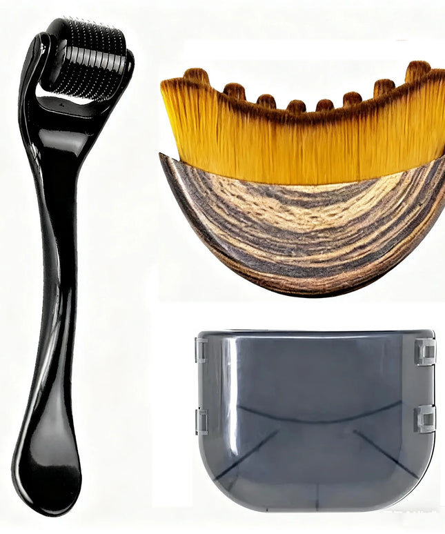 2Pcs Set Multi-function Lymphatic Contour Face Brush & DRS 540 Derma Roller Skin Nursing Roller Wrinkle Exfoliating Repair Tools