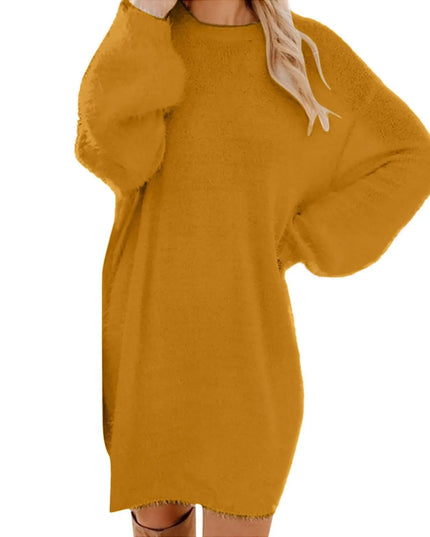 Women Winter Sweater Knit Crewneck Warm Long Sleeve O-Neck Casual Sweatshirts Dress Solid Color Oversized Basic Ladies Cloth