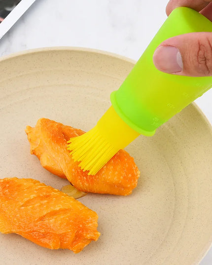 Silicone Oil Bottle Brush Oil Dispenser Bottle With Barbecue Brush High Temperature Resistant Basting Brush Kitchen BBQ Tools