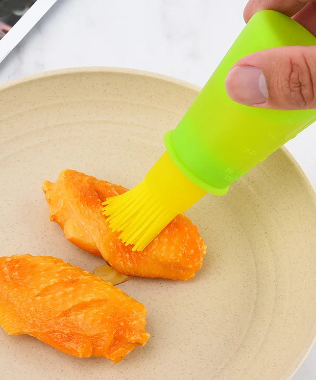 Silicone Oil Bottle Brush Oil Dispenser Bottle With Barbecue Brush High Temperature Resistant Basting Brush Kitchen BBQ Tools