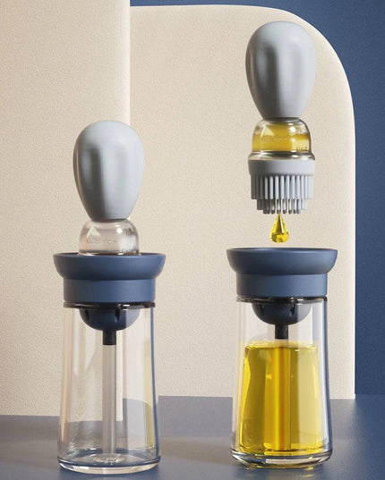 Portable Kitchen Oil Bottle Silicone Brush Control Quantitative With Barbecue Spray Bottle For BBQ Cooking Baking Oil Dispenser