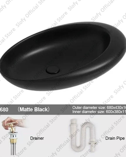 Nordic-style Hotel Countertop Basin Fashionable Art Bathroom Sink Egg-shaped Ceramic Sinks Various Styles Home Balcony Washbasin