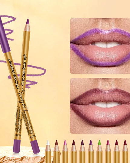 12-color matte lip liner, plumps lips, long-lasting, waterproof, smudge-proof, a must-have for dates and parties