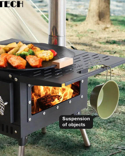 Pellet Burner 16L Storage Capacity Stainless Steel Firewood Stove Outdoor Camping Tent Heating Picnic Cooking