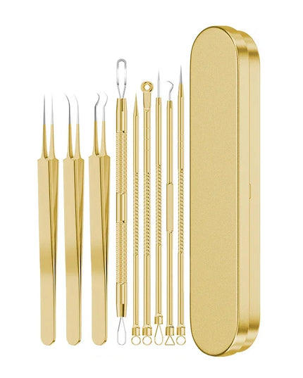 9/7/5PCS Acne Blackhead Removal Needles Kits Gold Color Stainless Steel Black Spot Blemish Pimple Cleansing Tool Face Skin Care