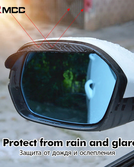 2PCS Carbon Fiber Sun Visor Shade Cover Car Rearview Mirror Rain Eyebrow Protector Clear Vision for Rain Car Mirror Accessories