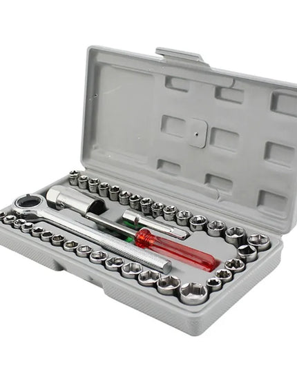 New 40Pcs/Set Car Vehicle Tool-box Socket Wrench Combination Repair Hand Tools Kit  Auto Repairing Tool Set