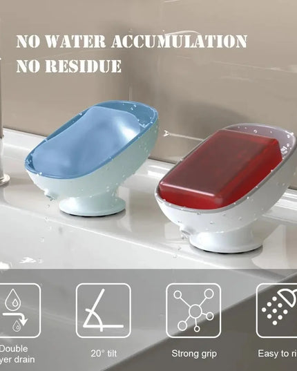 1pc Creative Soap Dish - Modern Drain Soap Tray with Suction Cup for Bathroom Organization and Hygiene