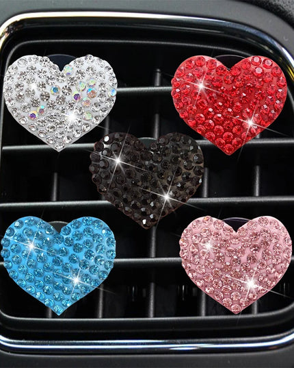 Heart-shaped Car Air Outlet Perfume Clip Rhinestone Car Air Conditioning Air Outlet Perfume Decoration Clip Car Auto Accessories