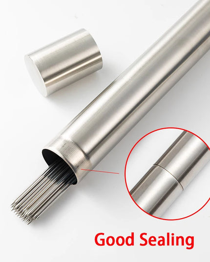 50Pcs Stainless Steel Barbecue Skewer Portable Reusable BBQ Skewers with Tube Kebab Iron Stick for Outdoor Camping Picnic Tools