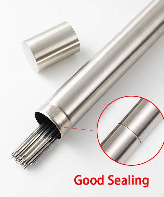 50Pcs Stainless Steel Barbecue Skewer Portable Reusable BBQ Skewers with Tube Kebab Iron Stick for Outdoor Camping Picnic Tools