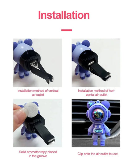New Lightning Violent Bear Doll Outlet Perfume Clip Cartoon Astronaut Car Chain Couple Bag Pendant Creative Auto Accessories