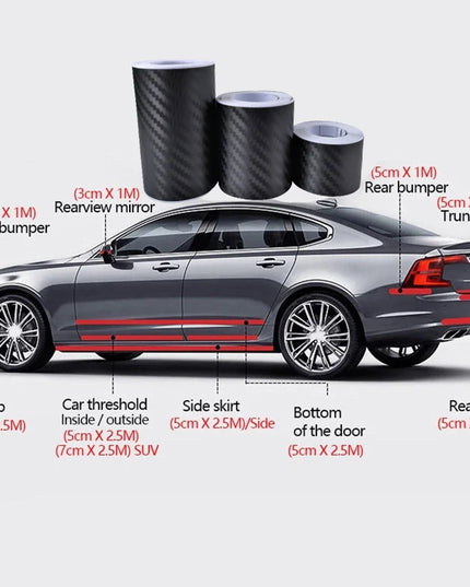 Nano Carbon Fiber Car Stickers DIY Paste Protector Strip Auto Door Sill Side Mirror Anti Scratch Tape Waterproof Protection Film