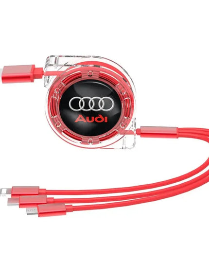 3 In 1 Micro USB Type C Charging Cable Multi Charger For Audi Sline A4 TT A6 A3 A8 Q3 Q5 Q7 Q8 A5 A6 C7 Q5 B9 B7 Car Accessories