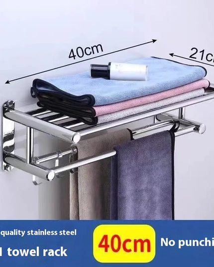 40/50/60cm Towel Rack with  Movable Hooks Steel Bathroom Kitchen Towel Holder Wall Mounted Towel Rack for Home Hotel Accessories