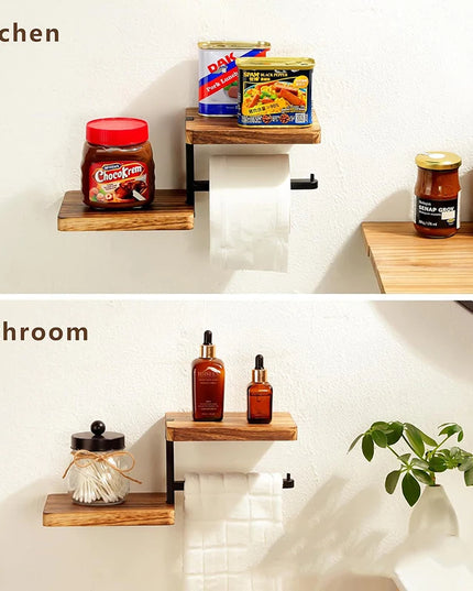 1pcs Wooden Paper Towel Holder Space Saving Countertop Organizer with Vertical Paper Towel Storage for Kitchen and Bathroom