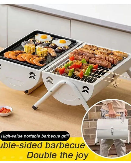 Portable Charcoal Grill Tabletop Outdoor Barbecue Smoker Small BBQ Grill for Outdoor Cooking Backyard Camping Picnics Beach