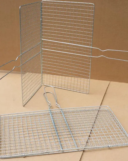 M/L Barbecue Grilling Basket Grill BBQ Net Steak Meat Fish Net Vegetable Silver Iron Mesh Clamp Barbecue Grilling Basket Grill