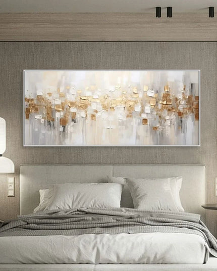 Gold Abstract Painting on Canvas Textured Wall Art Gold Foil Painting Boho Wall Decor Bright painting Large Modern Art Painting