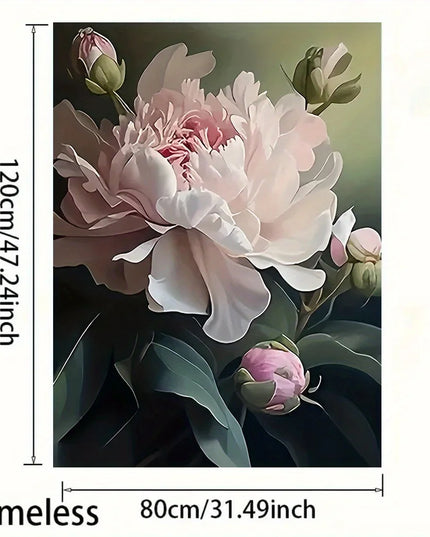 1pc Frameless Peony Canvas Art Print, 31.49x47.24 inches - Elegant White & Pink Floral Wall Decor for Living Room, Bedroom, Bath