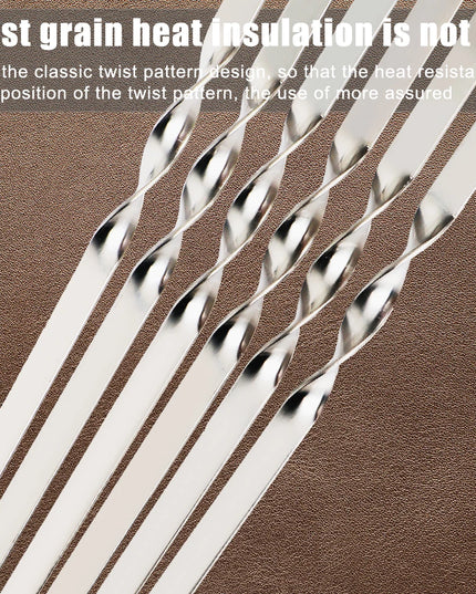 Stainless Steel Barbecue Skewer 6Pcs Wide BBQ Sticks Flat BBQ Fork Outdoor Camping Picnic BBQ Utensil Kitchen Accessories