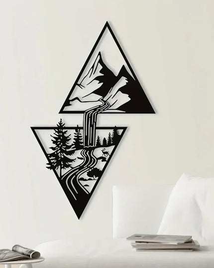 Mountain Wall Art, Mountain Waterfall Metal Wall Art Home Decor, Metal Wall Art, Home Decor Modern Art Wall Ornaments Artwork