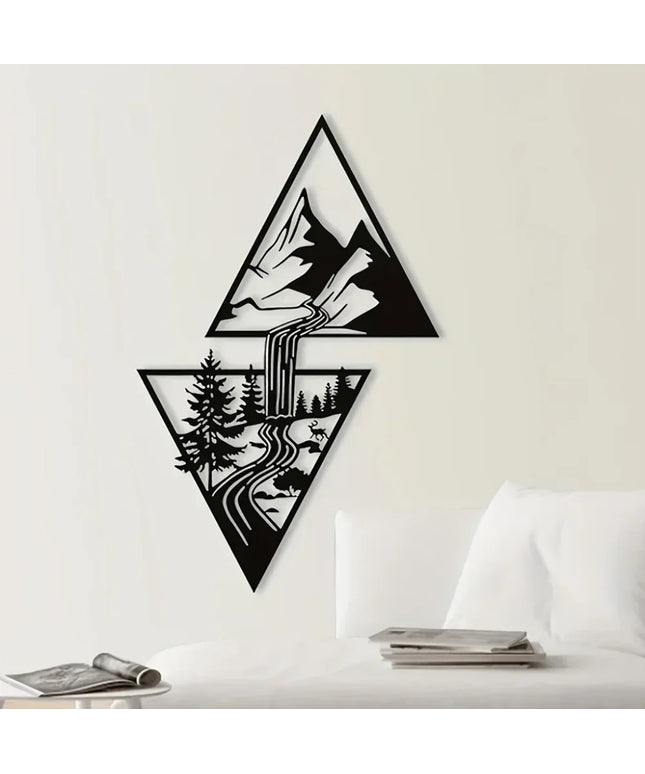 Mountain Wall Art, Mountain Waterfall Metal Wall Art Home Decor, Metal Wall Art, Home Decor Modern Art Wall Ornaments Artwork