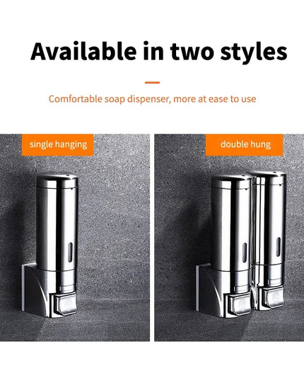 Stainless Steel Soap Dispenser Wall Mounted Bathroom Shampoo Shower Gel Dispenser Container Bottle Bathroom Kitchen Accessories