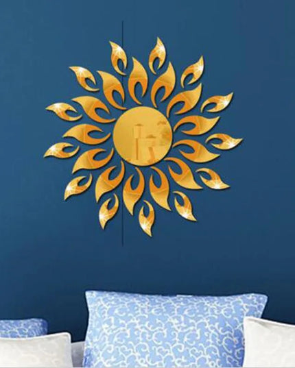 Mirror Sun Flower Art Removable Wall Sticker Acrylic Mural Decal Household Room Decoration