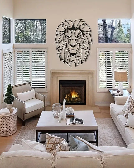 HelloYoung Lion Head Metal Wall Art, Metal Lion Wall Decoration, Lion Metal Wall Sculpture, Animal Metal Artwork Wall Sticker