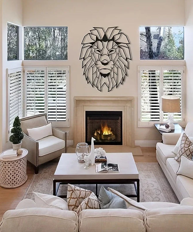 HelloYoung Lion Head Metal Wall Art, Metal Lion Wall Decoration, Lion Metal Wall Sculpture, Animal Metal Artwork Wall Sticker