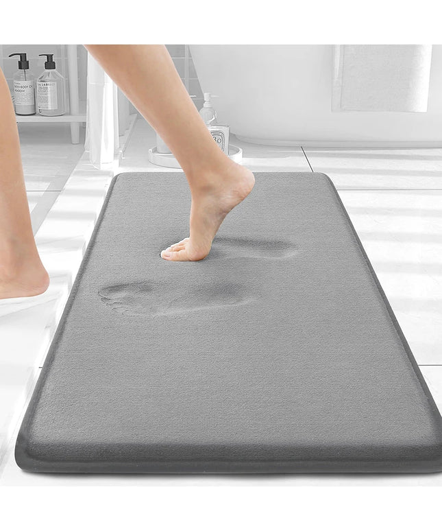 Homaxy Memory Foam Solid Color Bathroom Mat Floor Mat Indoor Non Slip Door Mat Dirt Trap Absorbs Water Comfortable Bathroom Mat