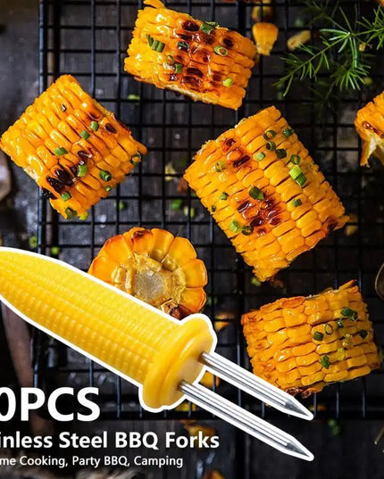 Stainless Steel Corn Forks Skewer Small BBQ Camping Corn Holders Heat-resistant Kitchen Accessories Outdoor Barbecue Tool