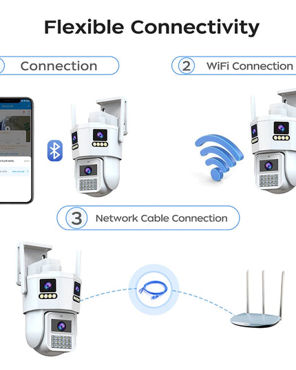 JOOAN 6K 12MP WiFi Outdoor Camera Three Len AI Motion Tracking PTZ  Video Camera Security Protection Waterproof Surveillance